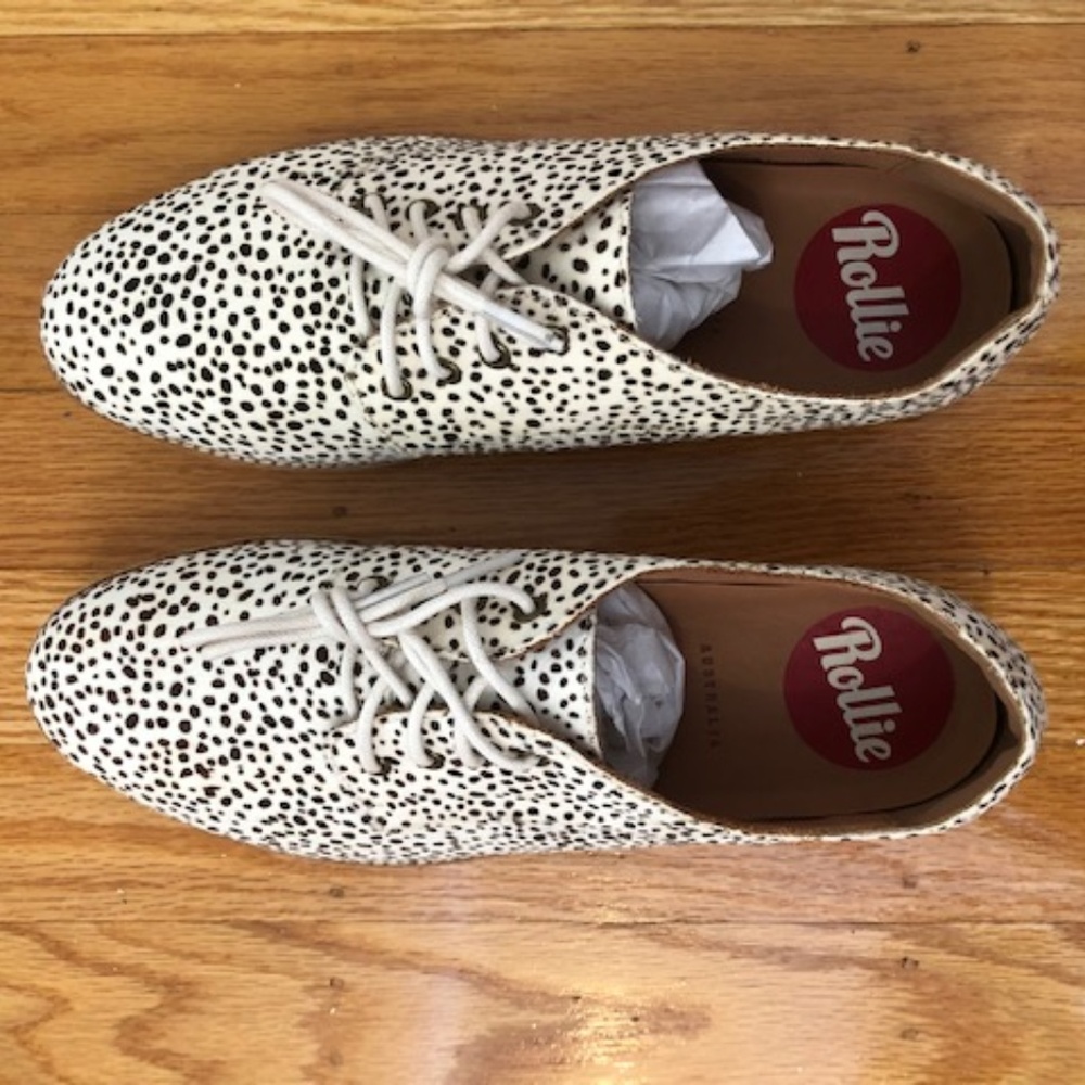 NEW Rollie Women's Derby - Snow Leopard Calf Hair